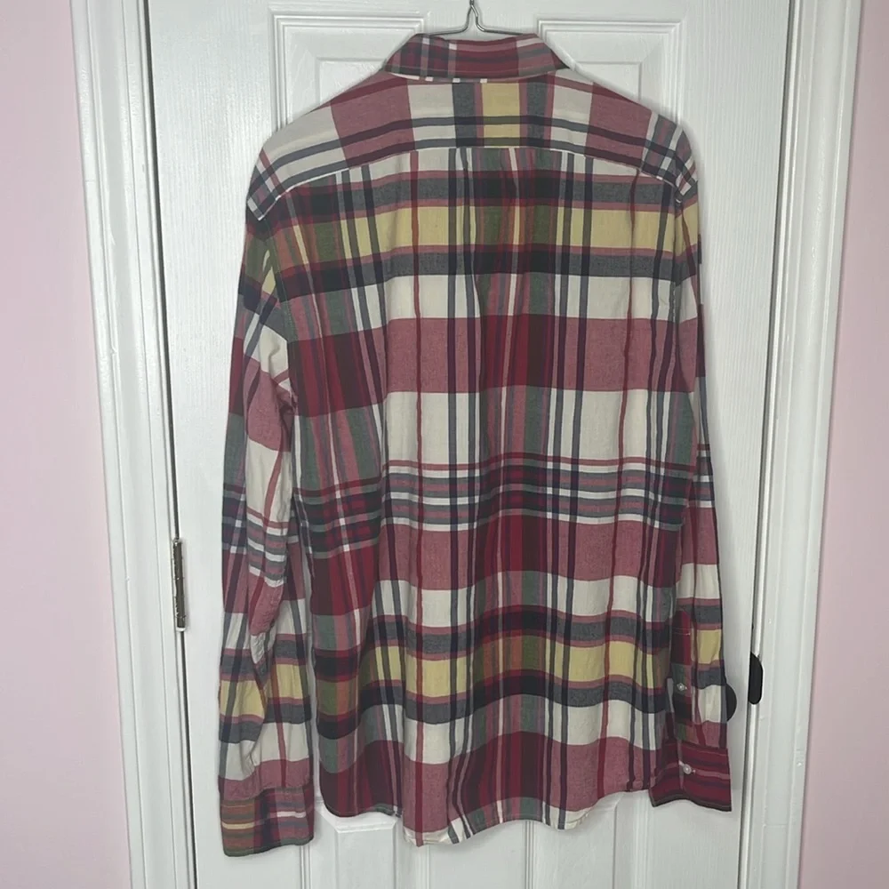 Indian Madras Plaid Cotton Button Down Shirt J. Crew Slim Fit Size Large